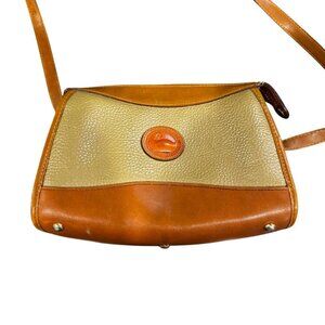 Vintage DOONEY & BOURKE Pebbled Taupe Leather Crossbody Bag - Made in USA